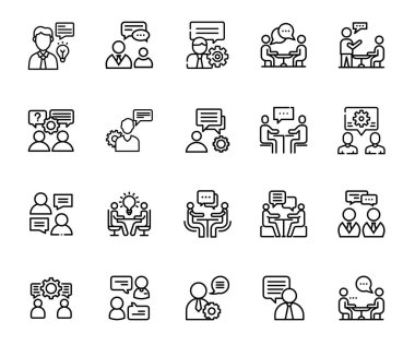 Modern takım çalışması simgesi işbirliği, proje yönetimi, iş uygulamaları ve ofis panelleri için ideal. UI / UX tasarımı için ölçeklenebilir vektör simgeleri.