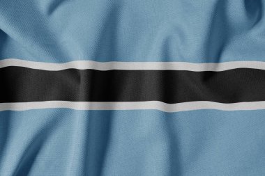 Dokulu Kumaş Arkaplanı Ulusal Bayrağı. İpek desenli bayrak, gerçekçi dalga ve bayrak görünümü. Botswana 'nın BW Bayrağı