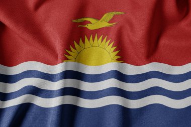 Dokulu Kumaş Arkaplanı Ulusal Bayrağı. İpek desenli bayrak, gerçekçi dalga ve bayrak görünümü. KI Kiribati Bayrağı