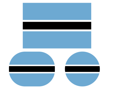 Dikdörtgen oval ve daire şeklinde bayrak, izole png arka plan. Botswana Bayrağı