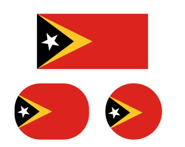 Dikdörtgen oval ve daire şeklinde bayrak, izole png arka plan. Doğu Timor Bayrağı