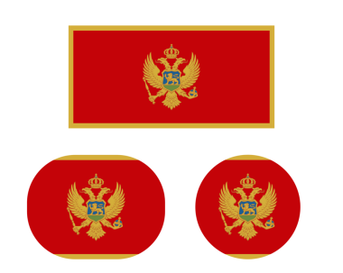 Dikdörtgen kare ve daire şeklinde bir bayrak, izole png arkaplan. Karadağ Bayrağı