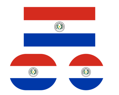 Dikdörtgen oval ve daire şeklinde bayrak, izole png arka plan. Paraguay Bayrağı
