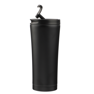 Termo şişe şeffaf arkaplanda izole edilmiş. Siyah renk termos, Png izole arkaplan.