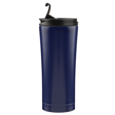 Termo şişe şeffaf arkaplanda izole edilmiş. Lacivert renk termos, png izole arkaplan.