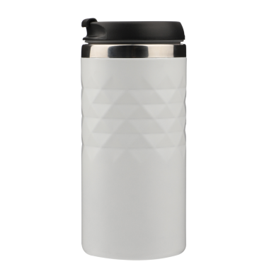 Termo şişe şeffaf arkaplanda izole edilmiş. Beyaz renk termos, Png izole arkaplan.