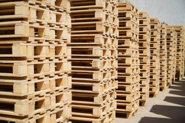 Endüstriyel Fabrika Ayarları 'nda Tahta Paletler Dikey Düzenlenmiş