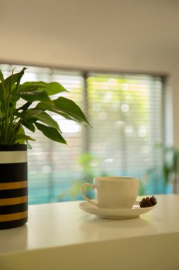 Güneşli Sabahta Bitki Dekorlu Çay