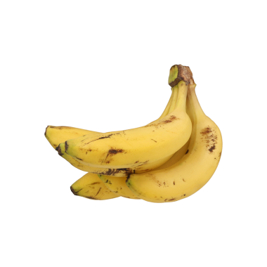 Muz demeti, beyaz arka plan, lezzetli yerel muzlar yemeye hazır, izole edilmiş.