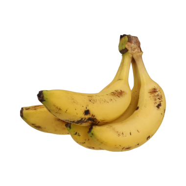 Muz demeti, beyaz arka plan, lezzetli yerel muzlar yemeye hazır, izole edilmiş.