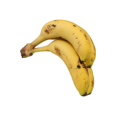 Muz demeti, beyaz arka plan, lezzetli yerel muzlar yemeye hazır, izole edilmiş.