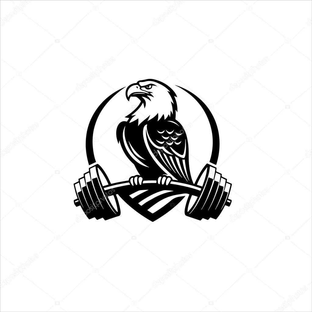 Powerful Eagle Holding a Weightlifting Barbell