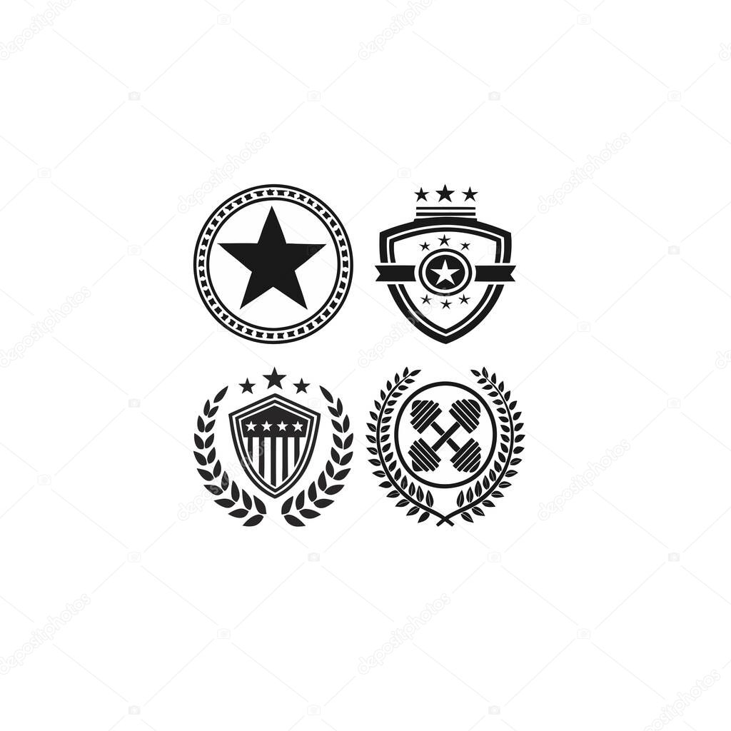 Set of Black and White Vintage Fitness Logos