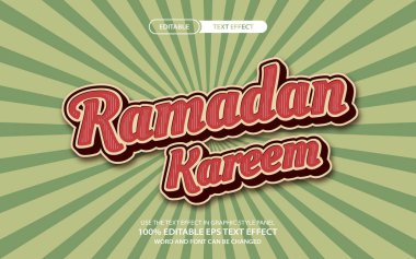Ramazan kareem vintage 3d metin efekti, yazı tipi düzenlenebilir, tipografi, vektör şablonu