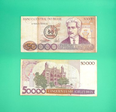 Brezilya 'dan 50 bin cruzeiros notu Oswaldo Cruz' un görüntüsüyle 50 cruzados 'a yeniden canlandırıldı