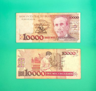 Brezilya 'dan gelen on bin cruzados banknotu Carlos Chagas' ın görüntüsüyle on yeni cruzados 'a yeniden uyarlandı