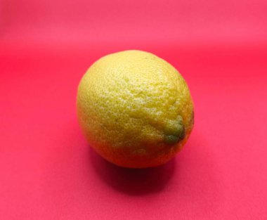 Parlak sarı bir limon parlak pembe bir arka planda göze çarpar. Yumuşak ışıklandırmayla doğal kusurlarını arttıran dokulu cildi gözle görülür şekilde kusurludur. Bu renkli kompozisyon yaz tazeliğini ve canlılığını çağrıştırıyor. Mutfak ve şifa için mükemmel.