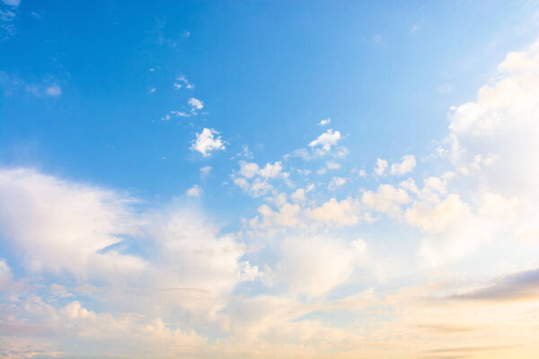 blue sky background with clouds. nature in summer at sunrise