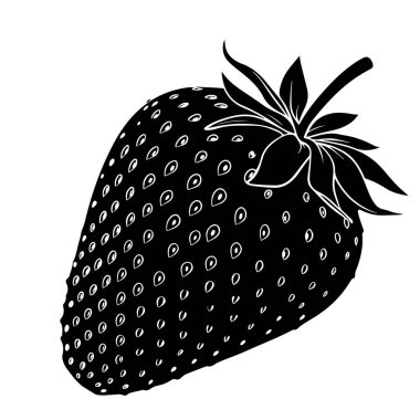 Çilekli siyah beyaz resim