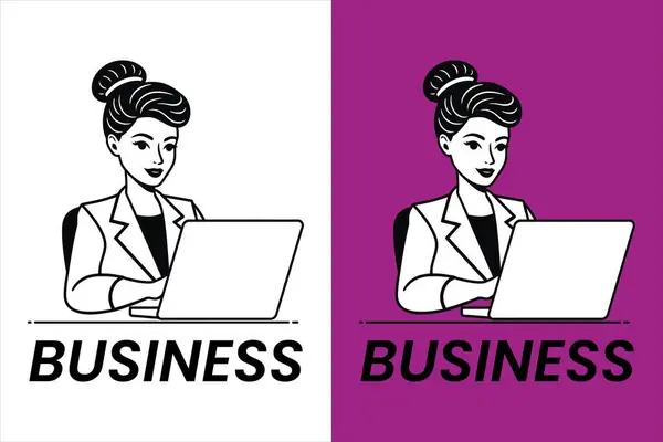 Dizüstü bilgisayarında çalışan kendine güvenen bir kadın girişimcinin temsili bağımsızlık, başarı ve kariyer hırsını simgeliyor. Ticari koçluk malzemeleri, başlangıç markalaşması, çevrimiçi iş içeriği ve dijital pazarlama temaları için ideal