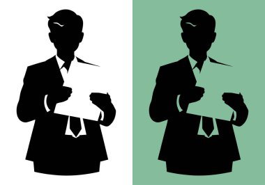 Profesyonel okuma ya da sunum kağıdı tasviri, proje brifingleri, öneri sunumları, iş stratejisi raporları veya istihdam formaliteleri için yararlı. İdarecinin elinde bir sayfa kağıt tutması ve yasal evrak işleri için mükemmel bir görüntü.