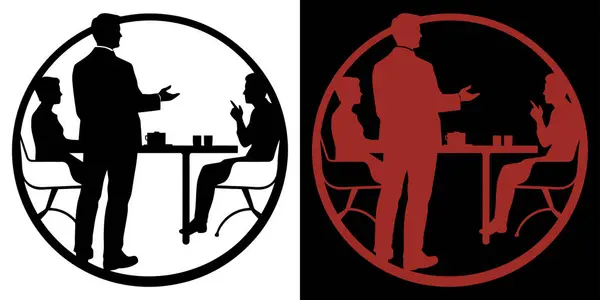 Masanın etrafında üç kişinin fikirlerini tartıştığı bir iş toplantısı, profesyonel takım çalışmasının resmedilmesi ve şirket ortamında iş etkileşimi. Liderlik, iletişim ya da ofis dinamikleri hakkında görseller için mükemmel