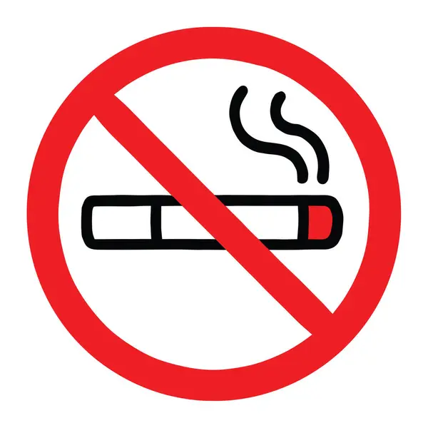 Sigara İllüstrasyonu Üzerine Sigara İçilmeyen Alan Uyarısı İçin Kırmızı Kırmızılı İşaret Yok Kamu alanları, Ofisler, Hastaneler, Okullar, Sağlık Kampanyası Malzemeleri. Sigara içme alanı uyarısı yok