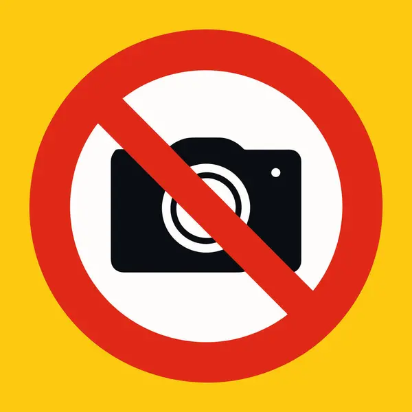 Yasak Alanlar, Müzeler, Özel Mülkler ve Yetkisiz Fotoğrafları Önlemek İçin Güvenlik Bölgeleri 'nde Kullanılan Sarı Arkaplandaki Kamera Simgesi Üzerinde Kırmızı Çember Fotoğraf İşareti Yok