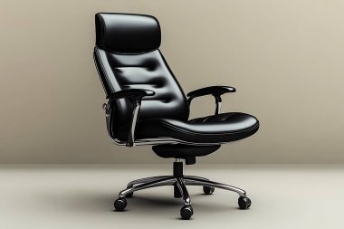 Pürüzsüz, profesyonel, siyah deri bir ofis sandalyesi. Tarzı ergonomik tasarımla birleştirerek modern çalışma alanı ayarları için mükemmel..