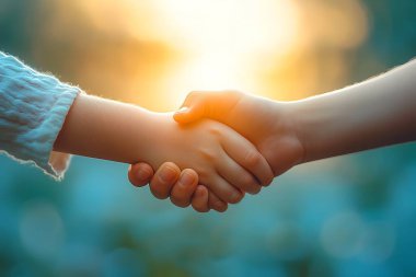 Yürek ısıtan bir görüntü birlik ve ortaklık kavramını yakalıyor. Bir çocuk ve yetişkin el ele tutuşuyor. Güven ve işbirliğini sembolize ediyor.