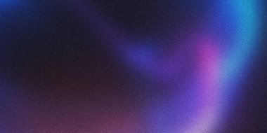 Koyu mor, mavi ve pembe renkli bir gradyanı olan tanecikli soyut bir arkaplan. Görüntünün ince bir dokusu ve yumuşak, harmanlanmış bir görüntüsü var..