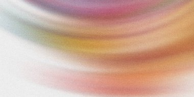 Yumuşak bir gradyan arka plan, dönen soyut şekiller içerir. Pastel renkler, kumlu bir dokuya karışıyor. Kompozisyon pembe, turuncu, sarı ve mor renkleri içerir..