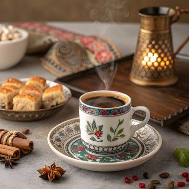 Bir fincan kahve çekirdeği geleneksel kahve makinesine karşı.
