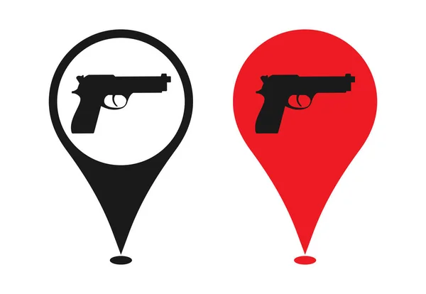 Εικονίδιο Τοποθεσίας Όπλου Για Καταστήματα Όπλων Σκοπευτήριο Gun Shooting Services — Διανυσματικό Αρχείο