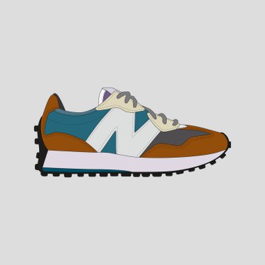 Modern koşu ayakkabısının vektör çizimi.