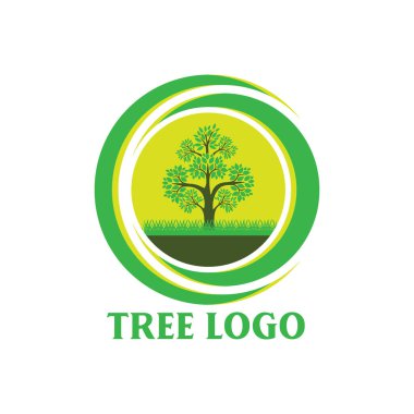 Bu logo, doğayı, sürdürülebilirliği ve büyümeyi sembolize eden dairesel yeşil ve sarı elementlerle çevrili basit ama canlı bir ağaç tasarımı sergiliyor.. 