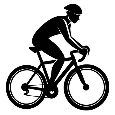 Bir Clyclist Man Bisiklete Binen Siyah Vektör Çizimi
