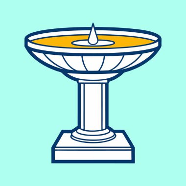 Damlası Olan Şekillendirilmiş Su Fıskiyesi, Açık Mavi Arkaplanda Vektör Sanatı