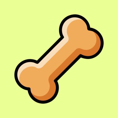 Sarı Arkaplanda Siyah Çizgili Basit Çizgi Köpek Kemiği Çizimi