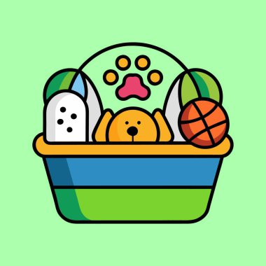 Bir Köpek, Pençe İzi ve Topları olan Tuhaf Evcil Hayvan Oyuncakları Depolama Konteynırı