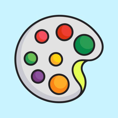 Açık Mavi Arkaplanda Çoklu Renkli Çizgi Film Biçimi Paleti