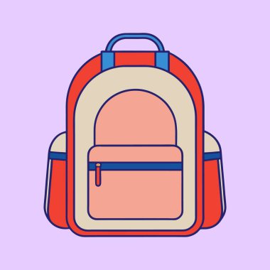 Renkli sırt çantası çizimi okul tasarımları ve uygulamaları için mükemmel