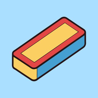 Kırmızı kenarı olan Isome sarı dikdörtgen mavi bir üste oturuyor.