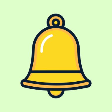 Büyüleyici Sarı Zil Simgesi Yumuşak Yeşil Arkaplan Vektör Sanatına Karşı