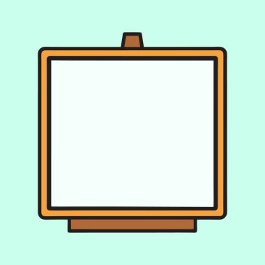 Kahverengi çerçeveli ve bacaklı bir karikatür tahtası veya çizim tahtası