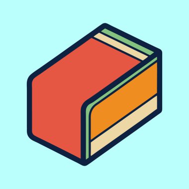 Isometric kitap illüstrasyon canlı renkler ve kalın koyu renk tasarım biçimi