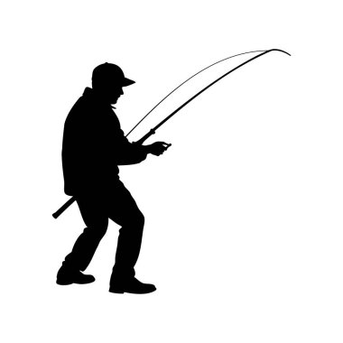 Balık tutan bir balıkçının silueti yeteneğini gösteriyor.