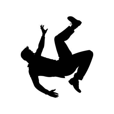 Midair 'de Akrobatik Gösteri Yapan Bir Adamın Siyah Silueti