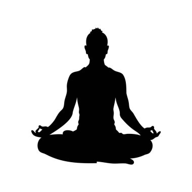 Ruhani Sağlık İçin Beyaz Bir Arkaplan Karşısında Siluette Meditasyon Figürü