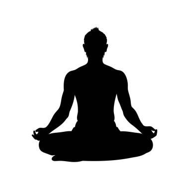 Nilüfer pozisyonunda akıl sağlığı için meditasyon yapan bir adamın silüeti.